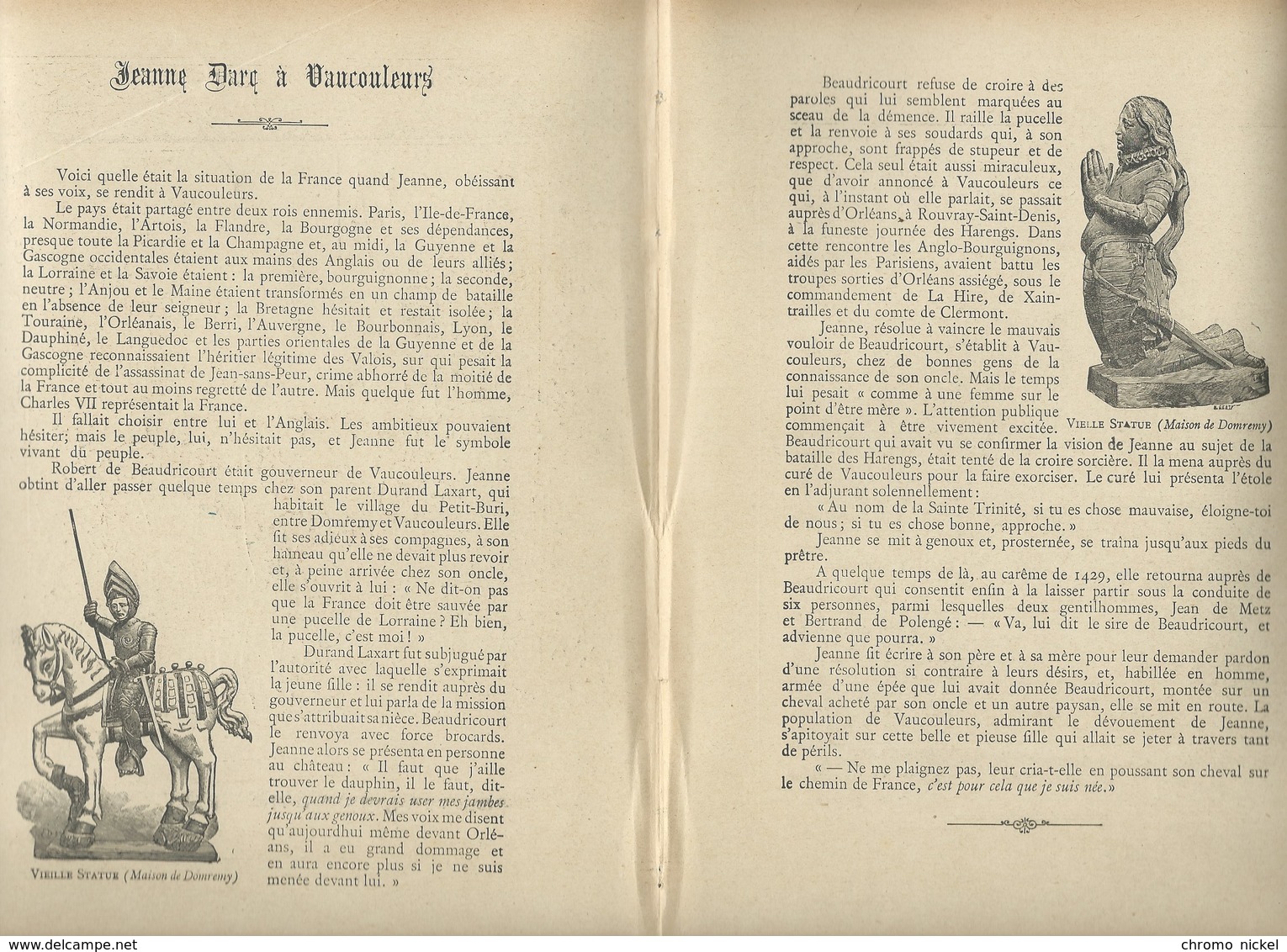 Jeanne Darc à Vaucouleurs Protège-cahier Couverture 220 X 175  Bon état 3 Scans Sculpture Par Chapu - Protège-cahiers