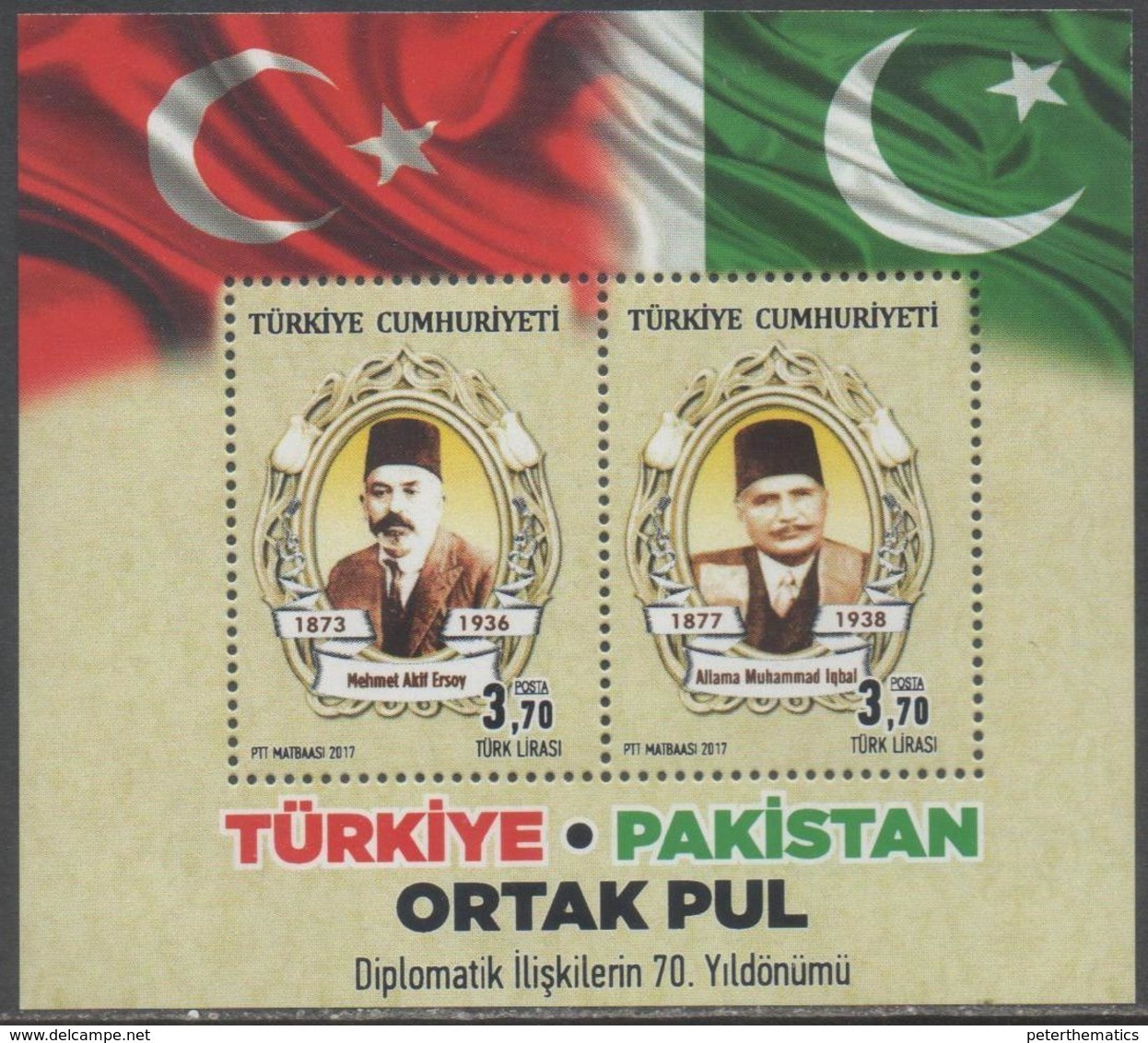 TURKEY, 2017, MNH, JOINT ISSUE WITH PAKISTAN, S/SHEET - Joint Issues