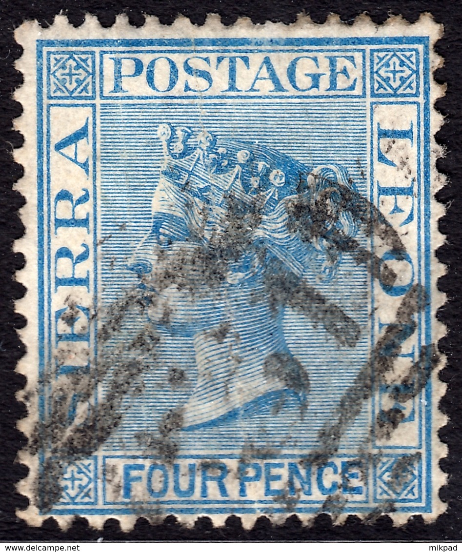 Sierra Leone 1876 4d Blue SG21 - Fine Used - Sierra Leone (...-1960)