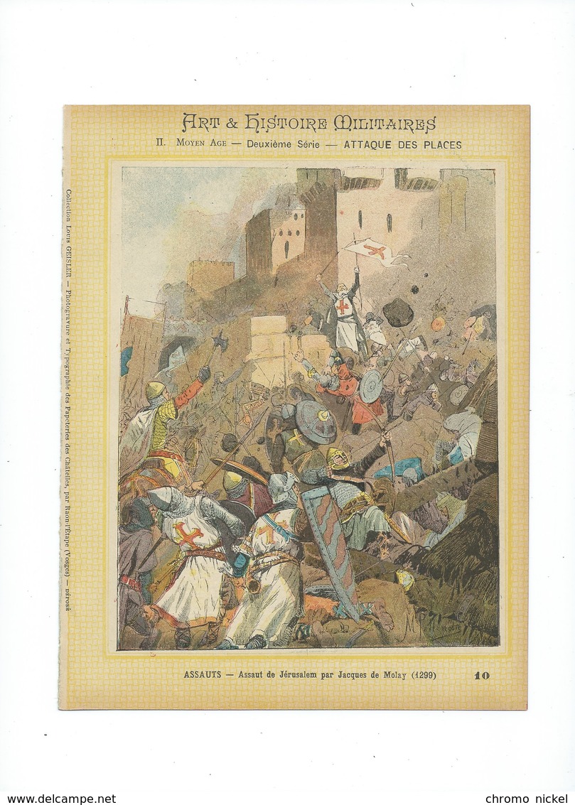 Croisade JERUSALEM L'Assaut Par Jacques De Molay (1299) Protège-cahier Couverture 220 X 175  Bon état 3 Scans - Protège-cahiers