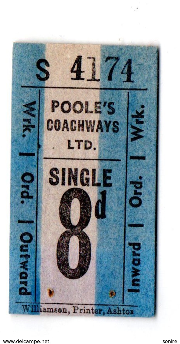 BUS / TRAM TICKETS - POOLE'S COACHWAYS LTD. - Altri & Non Classificati