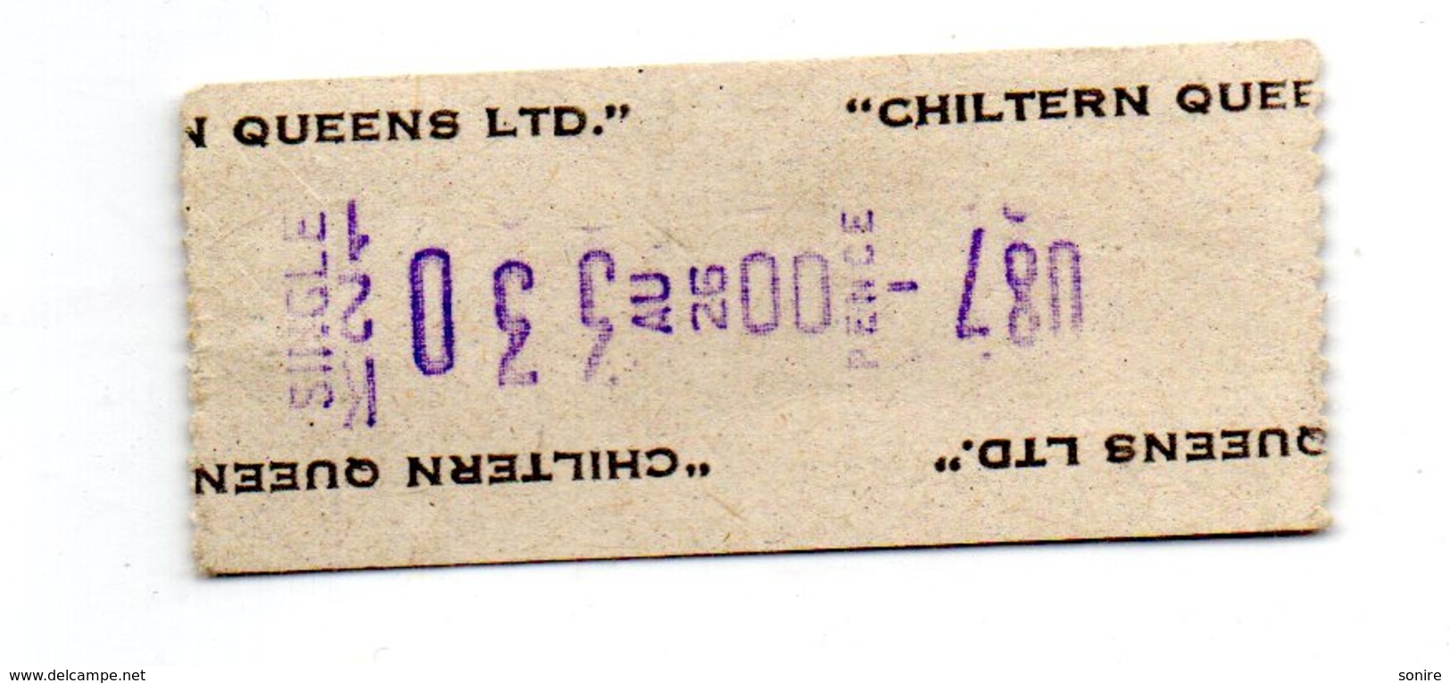 BUS / TRAM TICKETS - CHILTERN QUEENS LTD. - Altri & Non Classificati