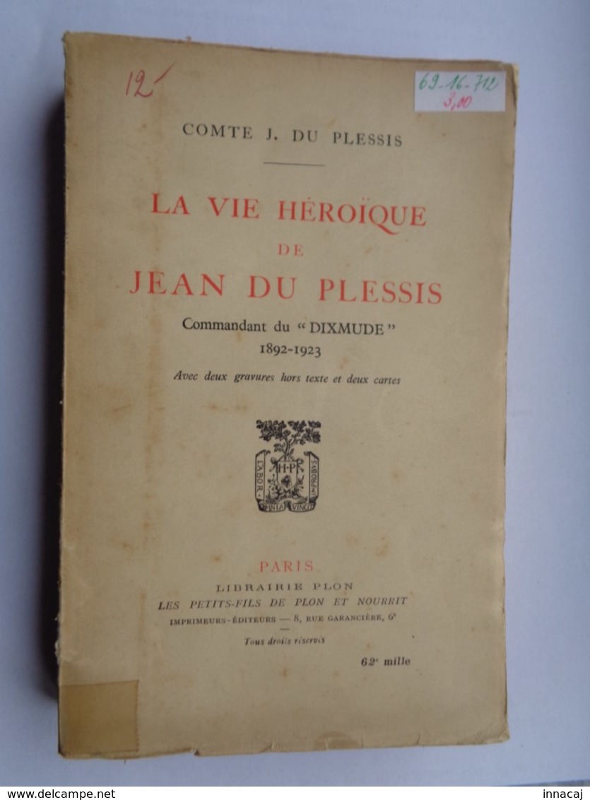 Réf: 69-16-712.   LA VIE HEROIQUE De JEAN DU PLESSIS. - French