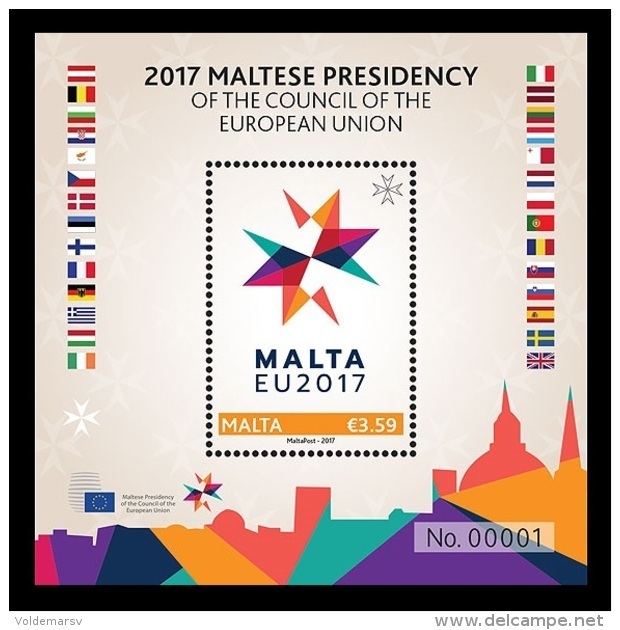 Malta 2017 Mih. 1950 (Bl.71) 2017 Maltese Presidency Of The Council Of The European Union MNH ** - Malte