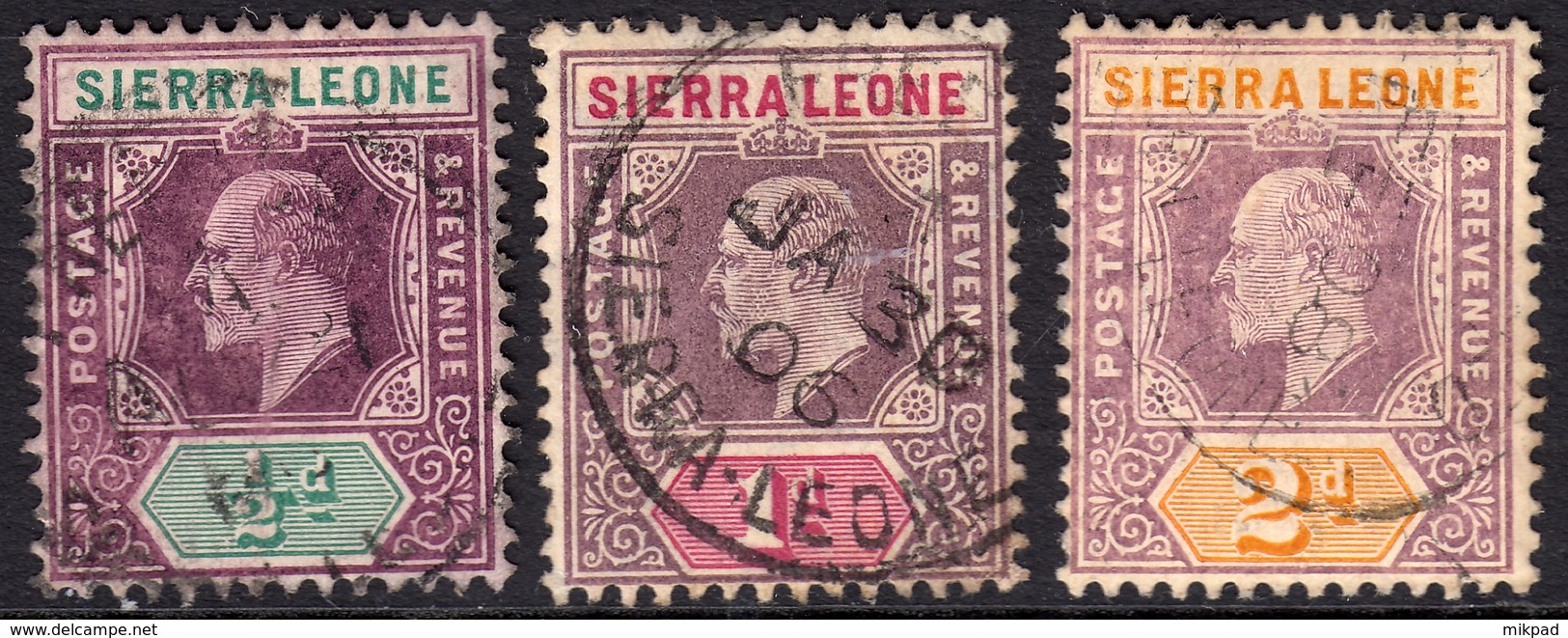 Sierra Leone 1904 1/2d, 1d & 2d SG86-7/89 - Fine Used - Sierra Leone (...-1960)