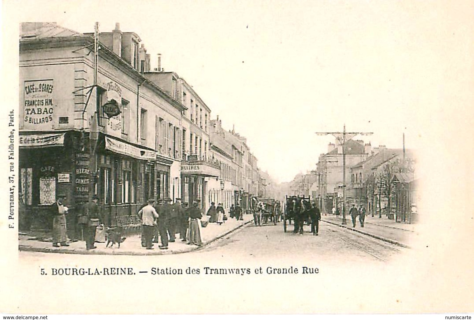 Cpa Précurseur BOURG LA REINE 92 Station Des Tramways Et Grande Rue - Café Tabac Des 2 Gares - Bourg La Reine