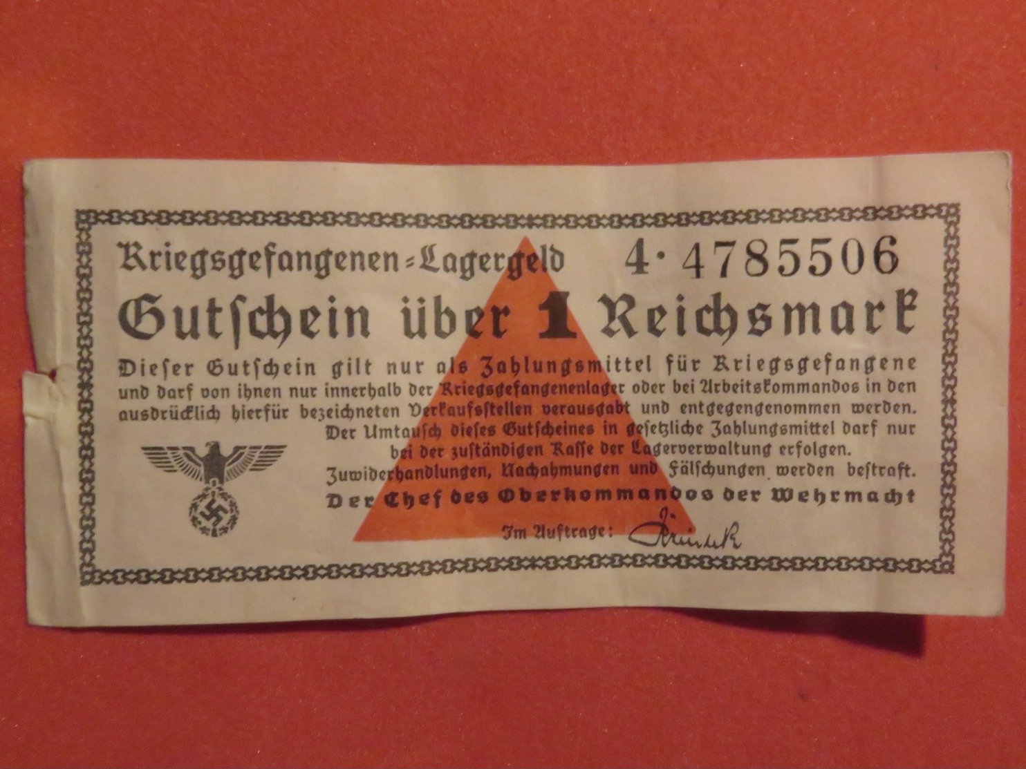 RARE Billet 1 Reichsmark ALLEMAGNE 1939 Camps De Prisonniers WW2 - MISE A PRIX 1€ De Tout Mes Billets ! Pensez A Regroup - Autres & Non Classés