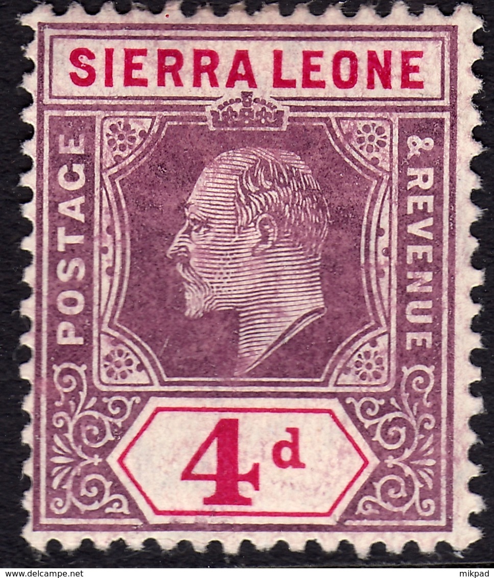 Sierra Leone 1904 4d SG92 - Mint Lightly Mounted - Sierra Leone (...-1960)