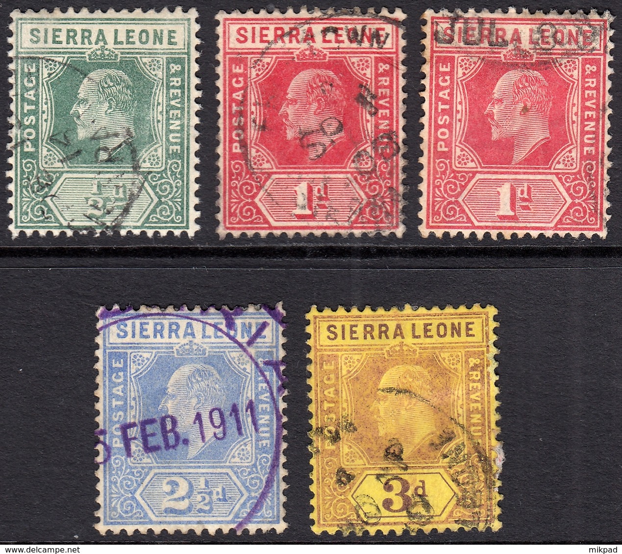 Sierra Leone 1907 Assortment  - Fine Used - Sierra Leone (...-1960)