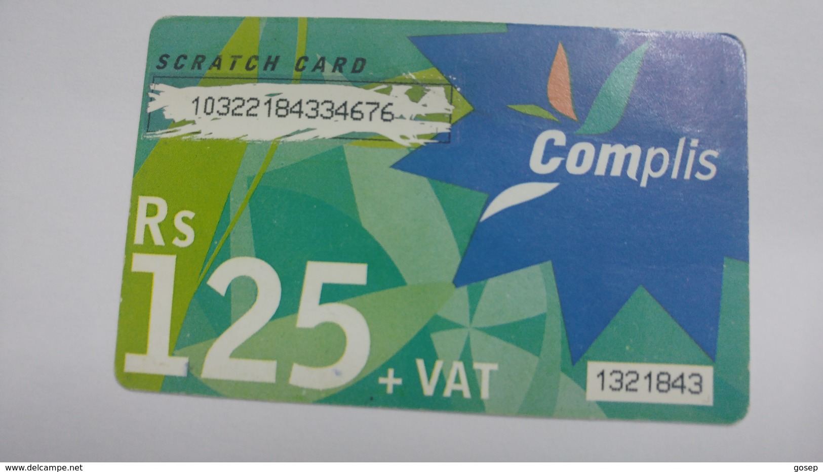 Mauritius-scratch Card-complis-(rs125+vat)-used Card+1card Prepiad Free - Mauritius