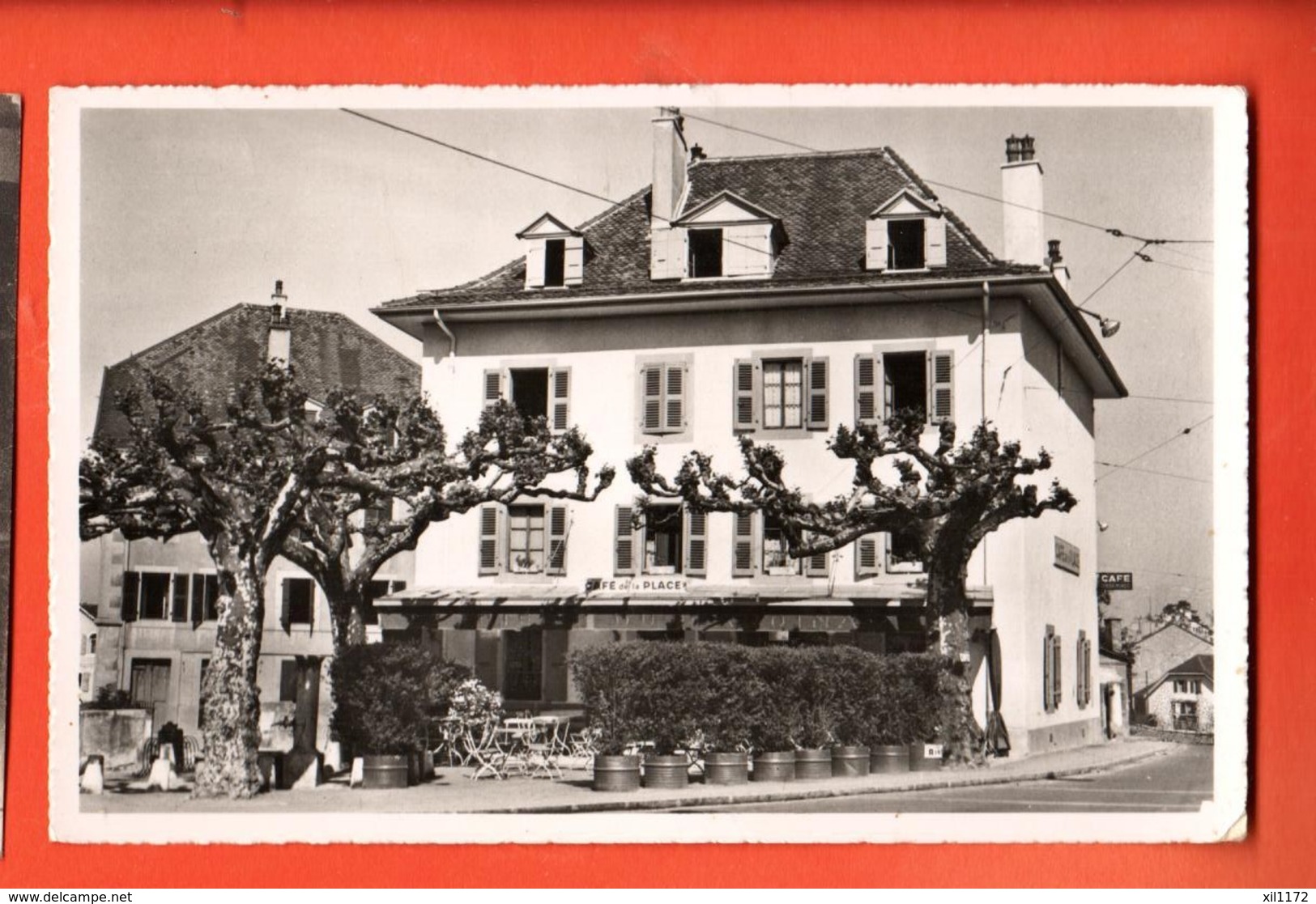 TRE-04 Chêne-Bourg Genève  Le Café De La Place, Terrasse. Mlles Blattler. Circulé 1956 - Genève