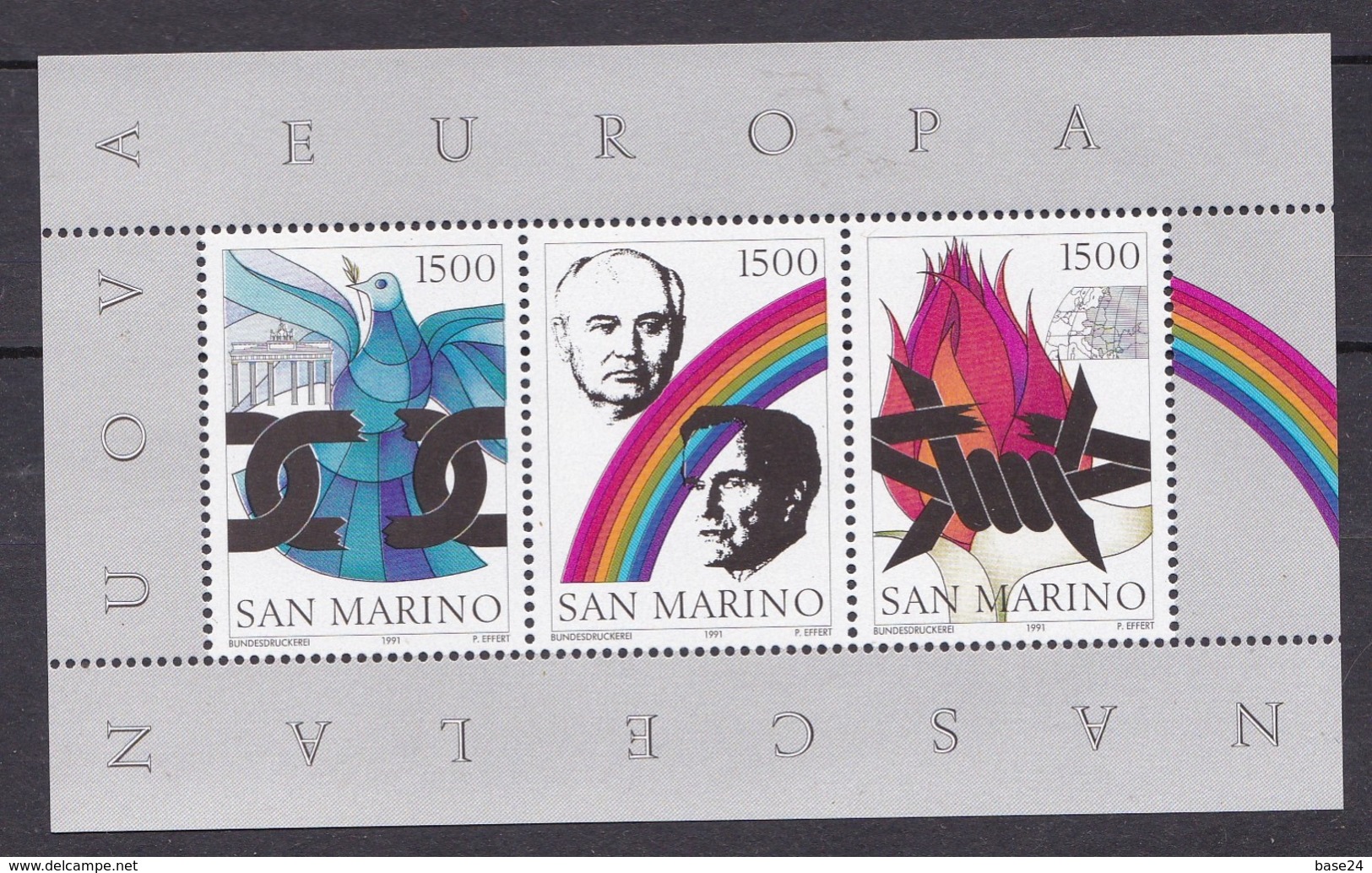 1991 San Marino Saint Marin NUOVA EUROPA Foglietto MNH**  NEW EUROPE Souv. Sheet - Blocchi & Foglietti