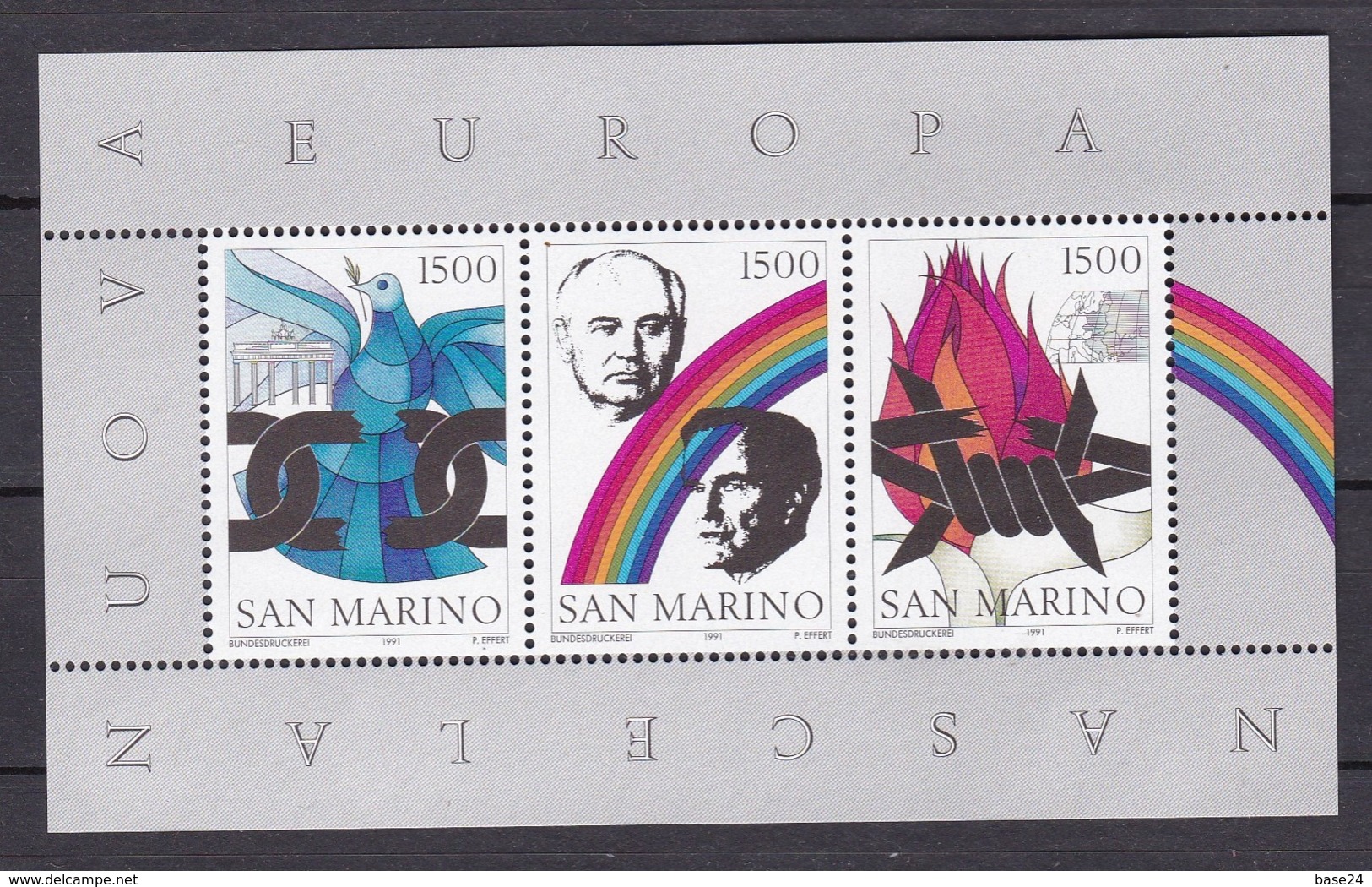 1991 San Marino Saint Marin NUOVA EUROPA Foglietto MNH**  NEW EUROPE Souv. Sheet - Blocchi & Foglietti