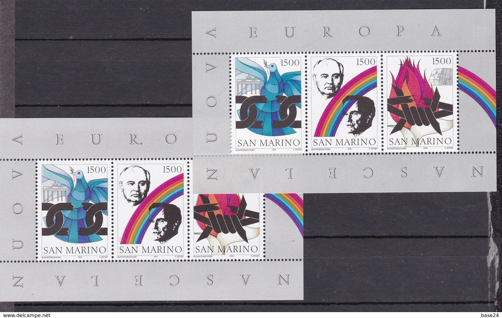 1991 San Marino Saint Marin NUOVA EUROPA 2 Foglietti BF 34 MNH**  NEW EUROPE 2 Souv. Sheets - Blocchi & Foglietti