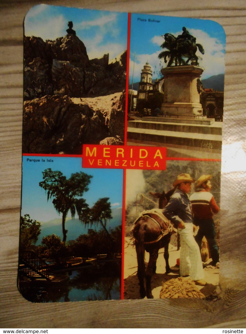 AMERIQUE / MERIDA - VENEZUELA  Plaza Bolivar, Parque La Isla ... (voyagée 1984 Avec 2 Beaux Timbres)) - Venezuela