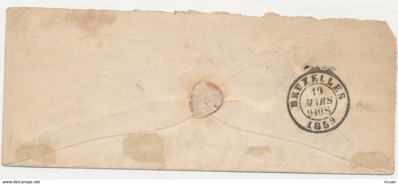 1859 BRIEF VAN GAND NAAR BRUXELLES MET PAAR COB 10A? ZIE SCAN(S) - 1849-1865 Medallions (Other)