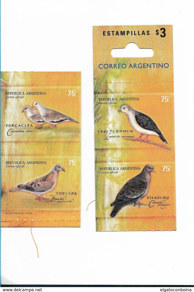 ARGENTINA Year 2000, BIRDS, DOVS, CLOSED BOOKLET WITH 4 AUTOADHESIVE STAMPS - Unused Stamps