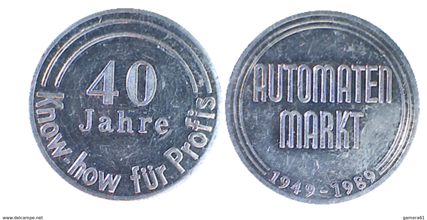 01924 GETTONE TOKEN JETON COMMEMORATIVE ADVERTISING 40 JAHRE KNOW HOW FUR PROFIS AUTOMATEN MARK 1949-1989 - Autres & Non Classés