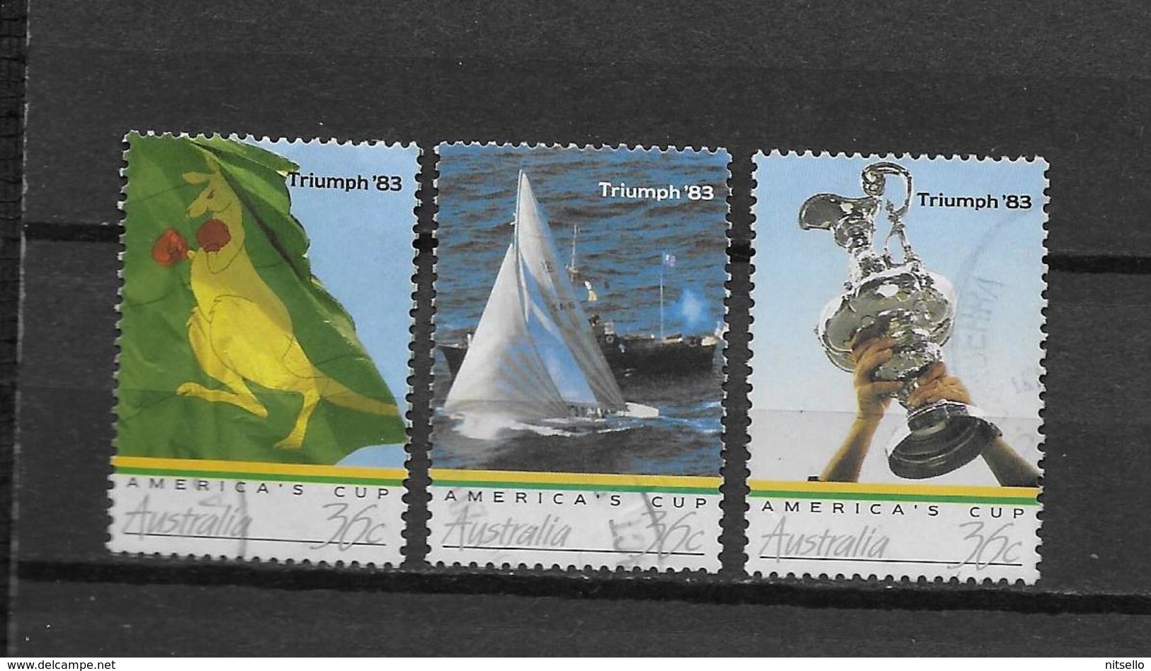 LOTE 1527   ///  (C030) Australia 1986   YVERT 977/979  Série Complète Victoire América Coupe 1983 - Gebraucht