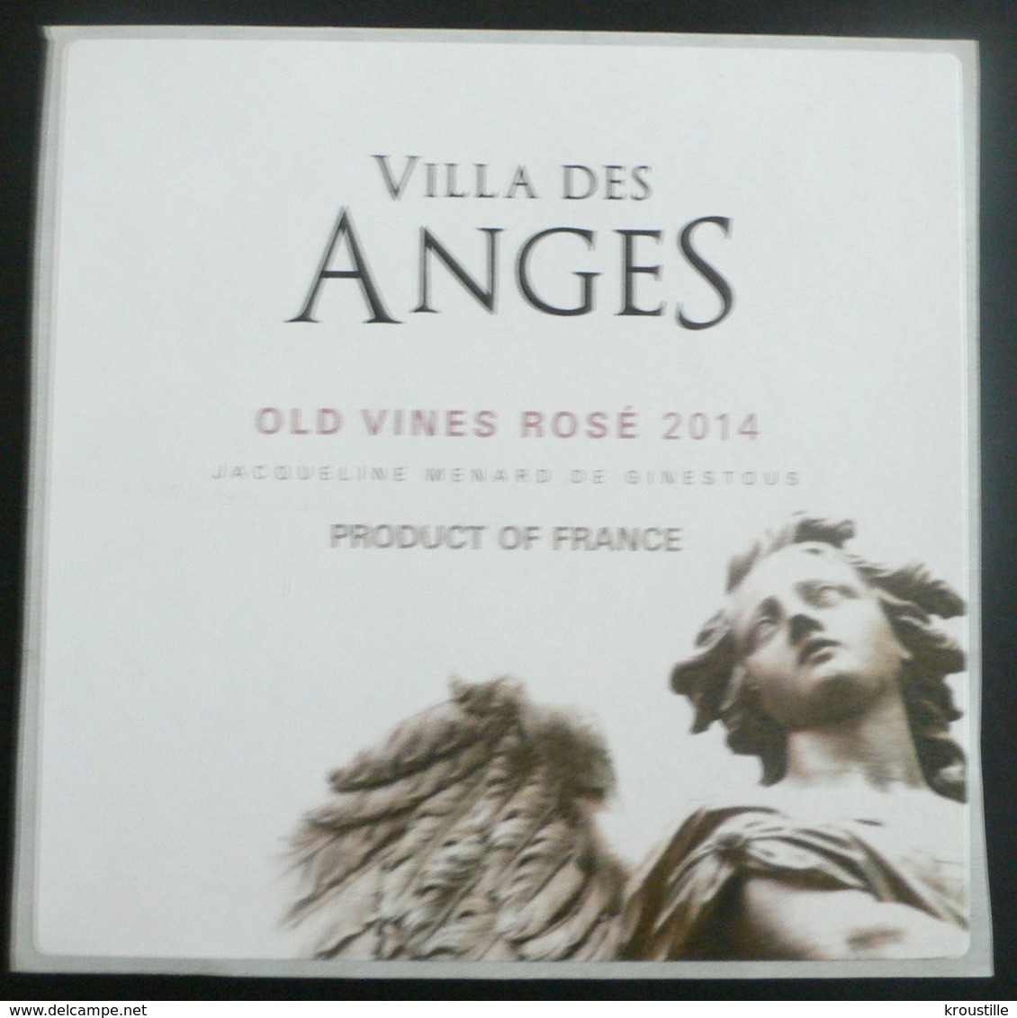 THEME ANGE : VILLA DES ANGES - OLD VINES ROSE 2014 -  ETIQUETTE NEUVE - Altri & Non Classificati