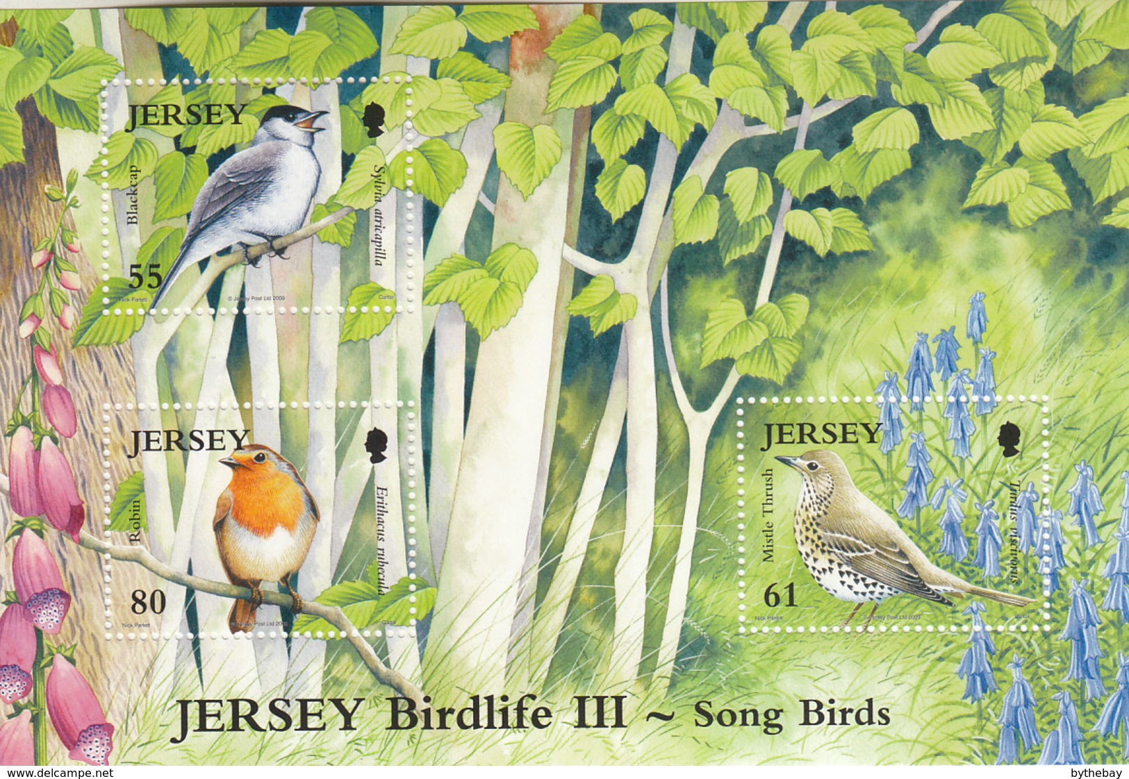 Jersey 2009 MNH Scott #1395 Blackcap. Mistle Thrush, Robin Songbirds - Jersey