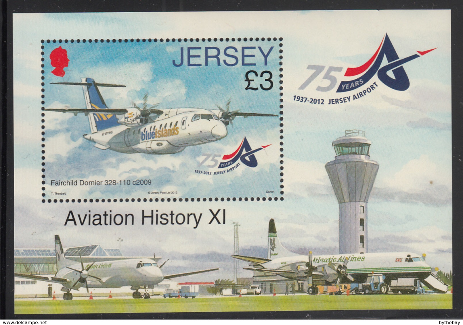 Jersey 2012 MNH Scott #1577 3pd Fairchild Dornier 328-110 Airplane Airport 75th Anniversary - Jersey