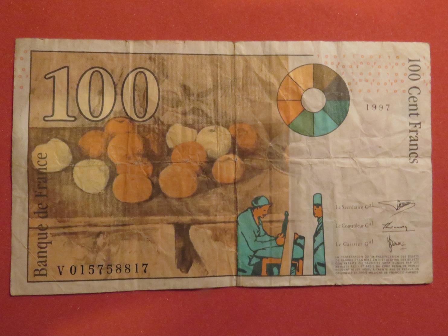 Billet De 100 Francs 1997 Paul Cezanne - 100 F 1997-1998 ''Cézanne''