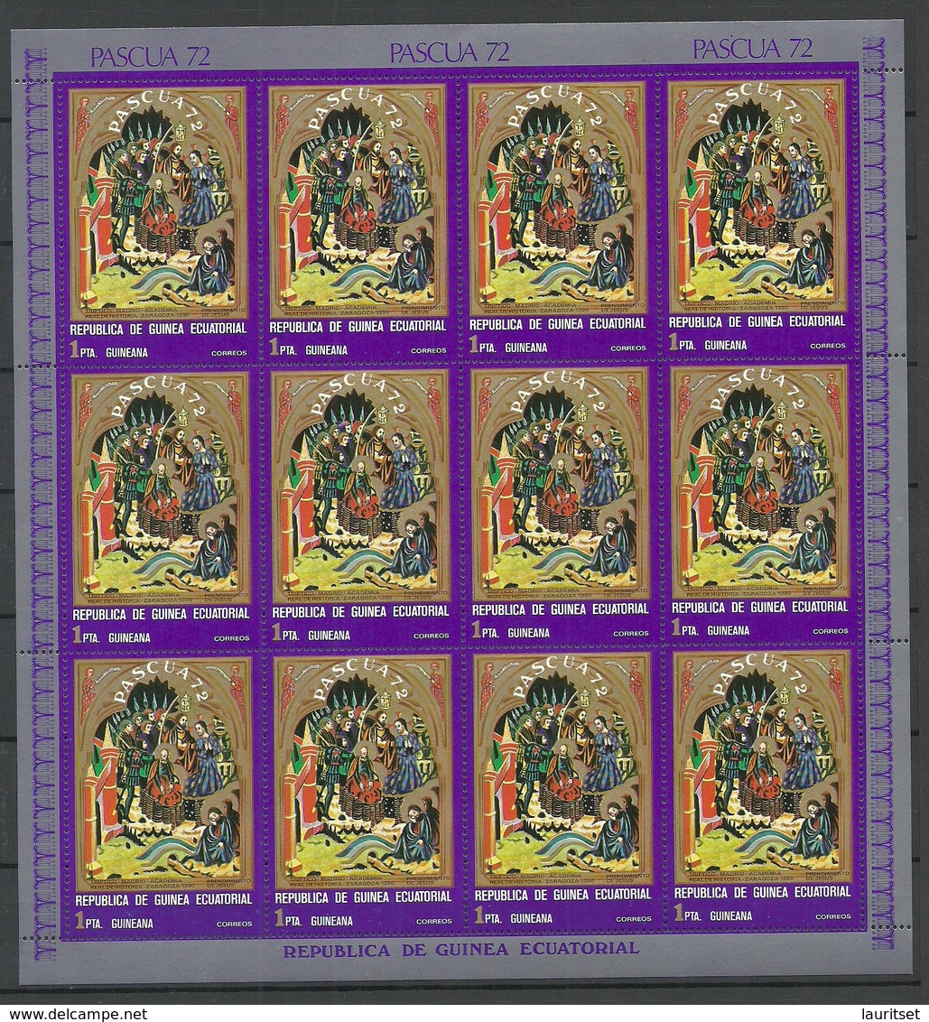 GUINEA EQUATORIAL 1972 Michel 173 - 179 A Art Madonna Pictures Complete Sheets Of 12 Stamps MNH - Guinée Equatoriale