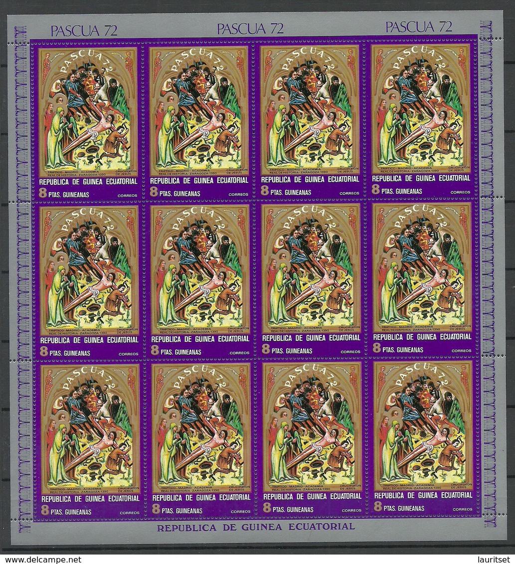 GUINEA EQUATORIAL 1972 Michel 173 - 179 A Art Madonna Pictures Complete Sheets Of 12 Stamps MNH - Guinée Equatoriale
