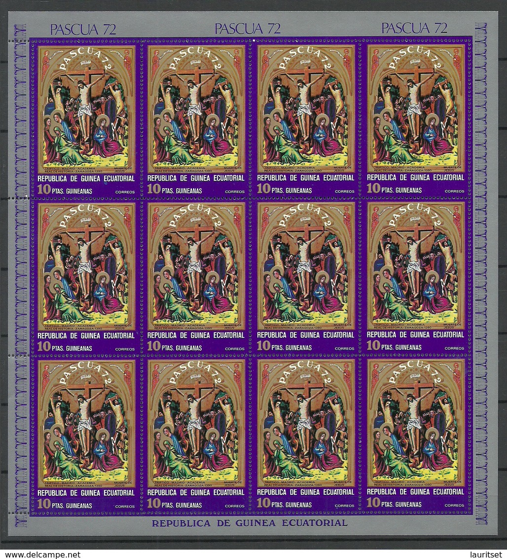 GUINEA EQUATORIAL 1972 Michel 173 - 179 A Art Madonna Pictures Complete Sheets Of 12 Stamps MNH - Guinée Equatoriale