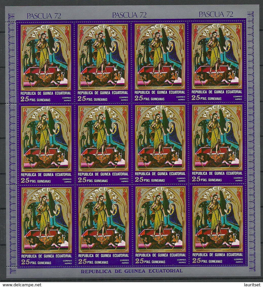 GUINEA EQUATORIAL 1972 Michel 173 - 179 A Art Madonna Pictures Complete sheets of 12 stamps MNH