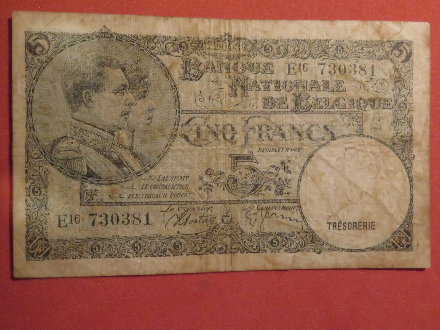 Belgique, 5 Francs, 1938 Etat B - MISE A PRIX 0€50 De Tout Mes Billets ! Pensez A Regrouper Vos Achats ! - Sin Clasificación