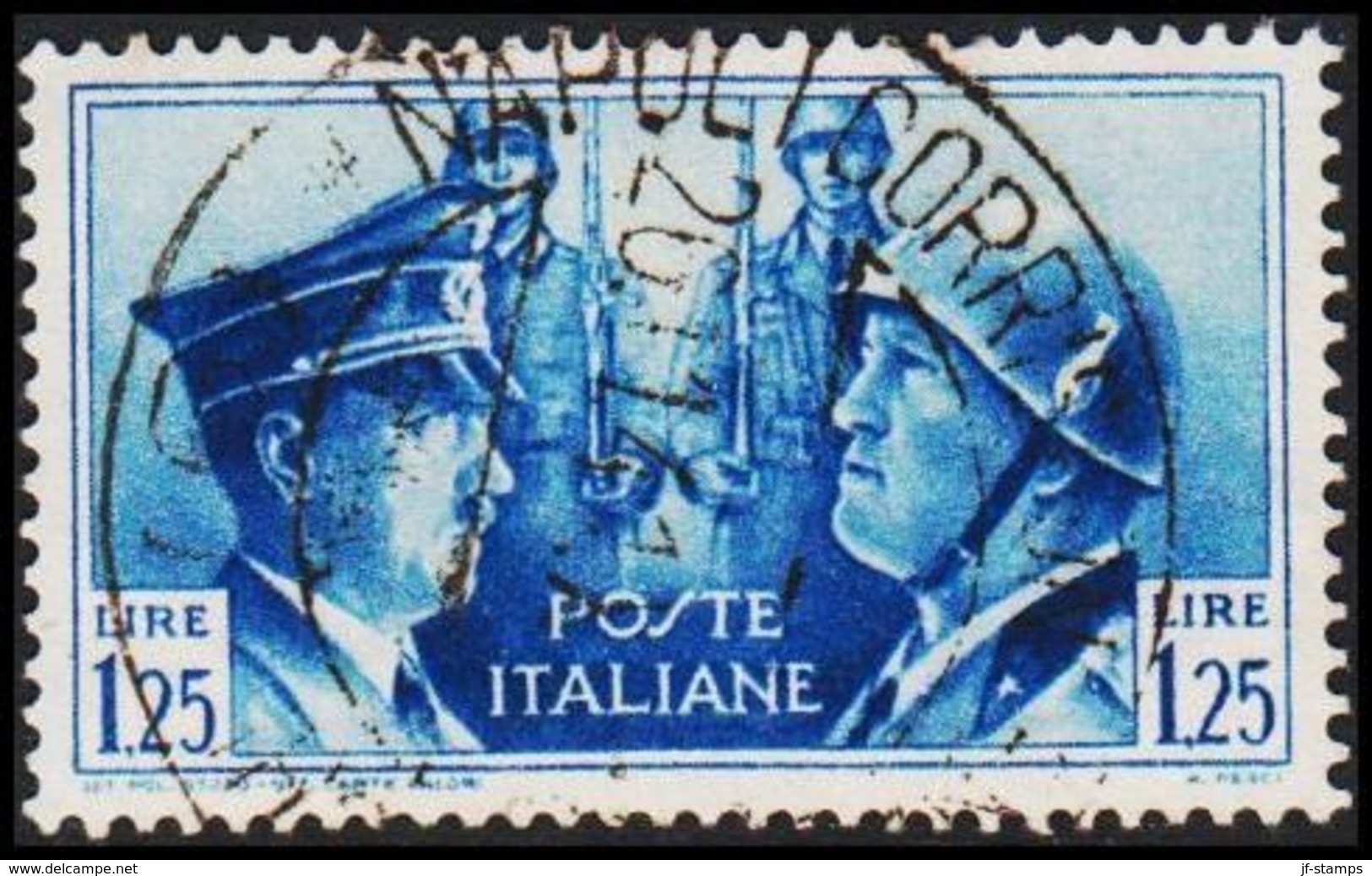 1941. HITLER & MUSSOLINI. LIRE 1,25 NAPOLI 26. 11. 41. (Michel 628) - JF308468 - Oblitérés