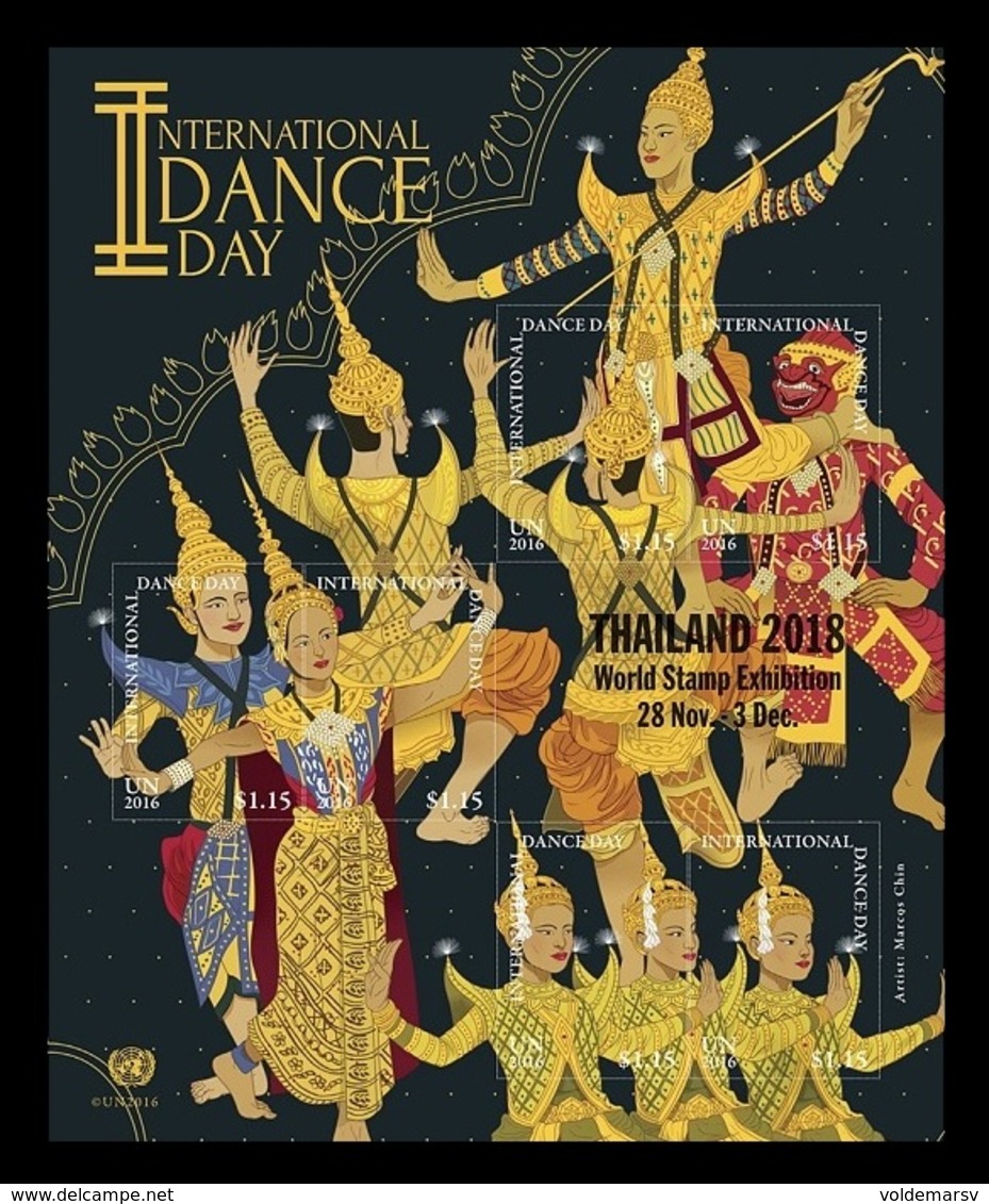 United Nations (New York) 2018 Mih. 1520/25 (Bl.45I) International Dance Day (with Overprint Thailand-2018) MNH ** - Unused Stamps