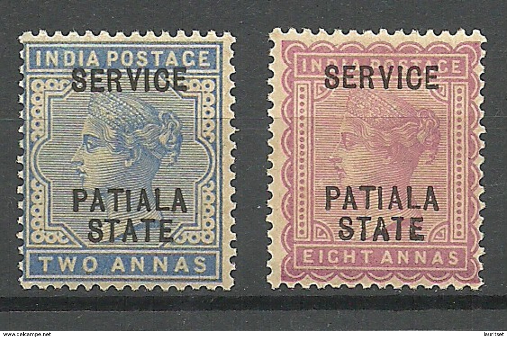 INDIA PATIALA 1898 Michel 10 & 14 Service Dienstmarken * - Patiala