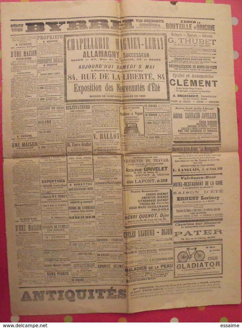 Journal Le Petit Bourguignon N° 9203 Du 5 Mai 1906. élections Législatives. Dijon. Rare - Autres & Non Classés