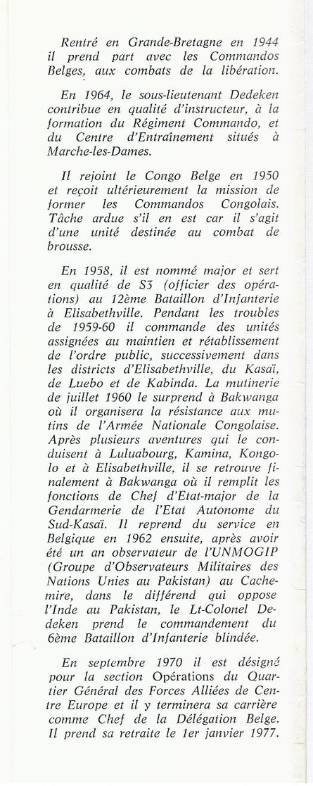 1978 CHIMERES BALUBA LE SUD -  KASAÏ 1960 1962 A FEU ET A SANG LE COLONEL N. DEDEKEN - Histoire