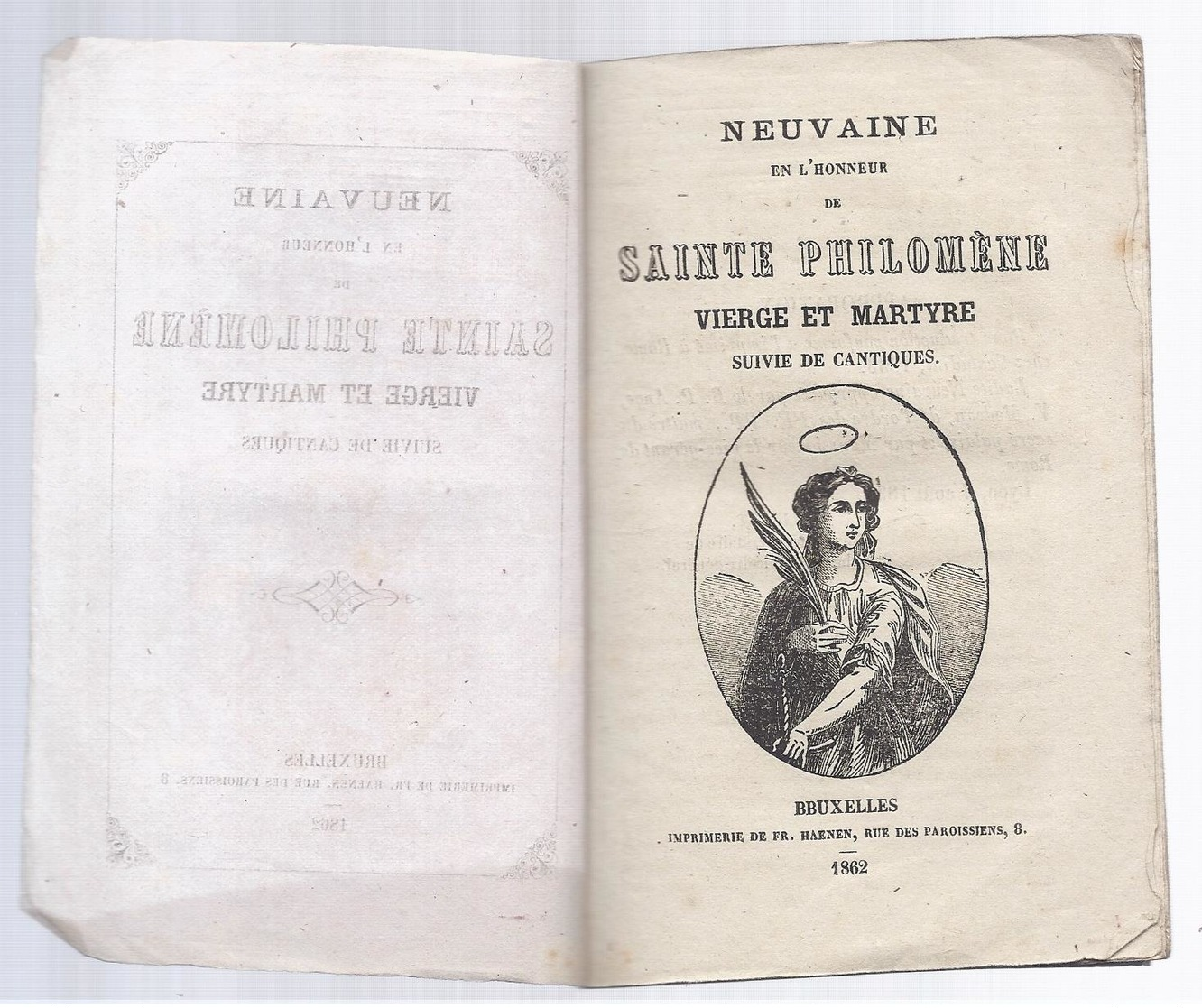 1862 NEUVAINE EN L' HONNEUR DE SAINTE PHILOMENE VIERGE ET MARTYRE + SOUVENIR DU JUBILE A TUBIZE 1862 - 1801-1900