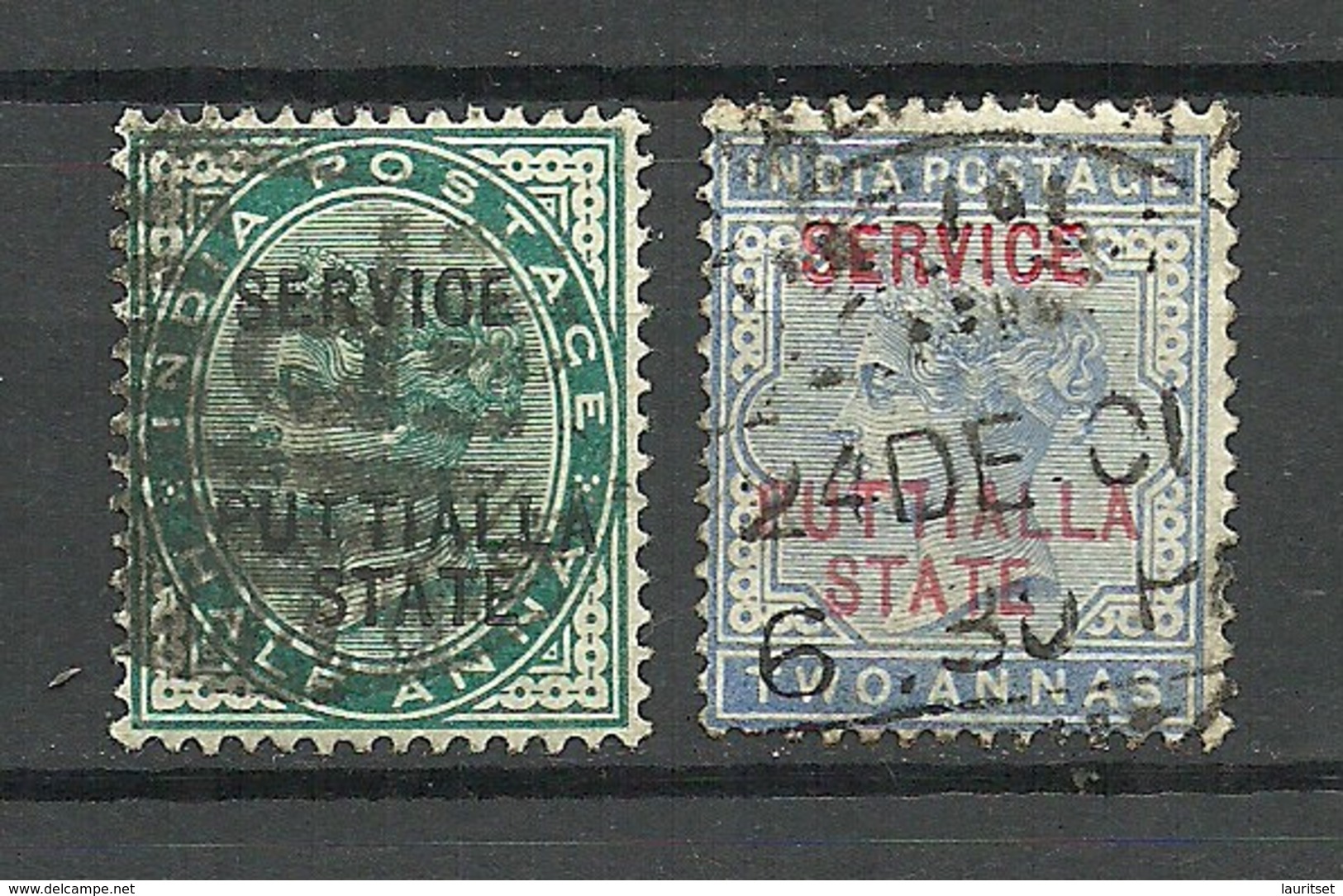 INDIA PUTTIALLA PATIALA 1885 Michel 4 & 7 Service Dienstmarken O - Patiala