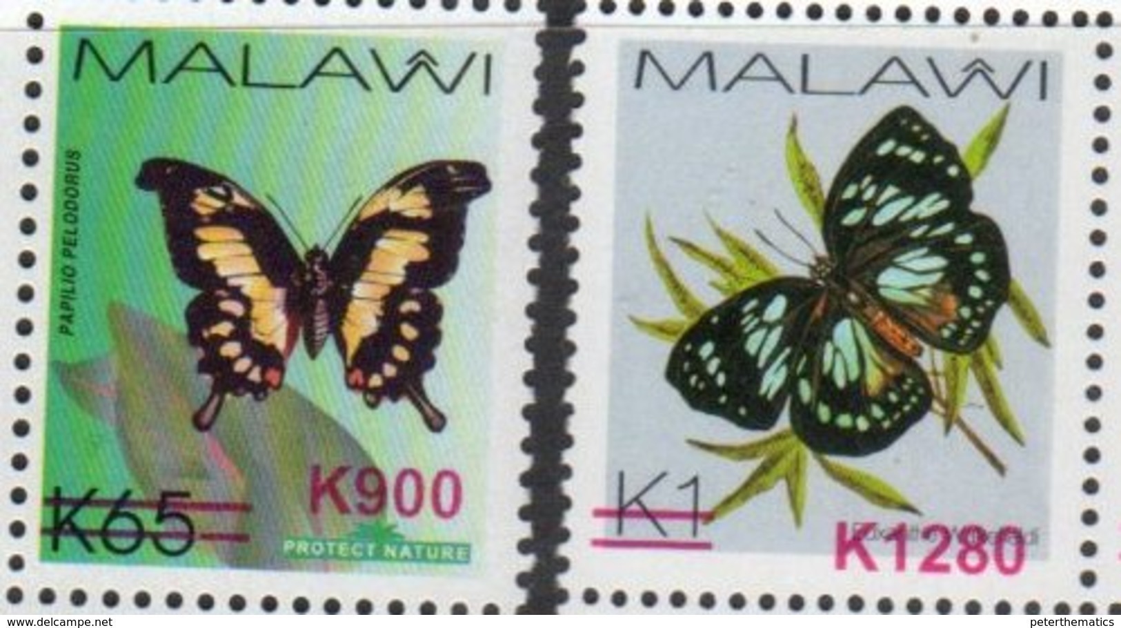 MALAWI, 2018, MNH,BUTTERFLIES, 2v, OVERPRINTS - Vlinders