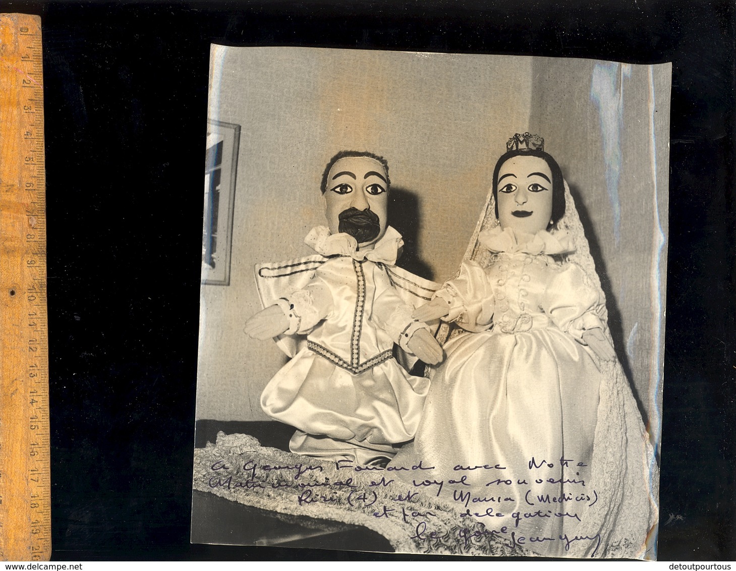 Photographie Originale  :  Marionnettes Lyonnaises Marionnette Couple Mariés Mariage Royal Photo P JANNAUD - Objets