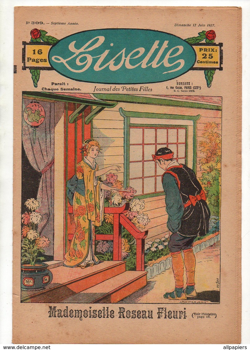 Lisette N°309 Mademoiselle Roseau Fleuri - La Terre Des Aieux - En Se Déguisant - L'écharpe De 1927 - Lisette