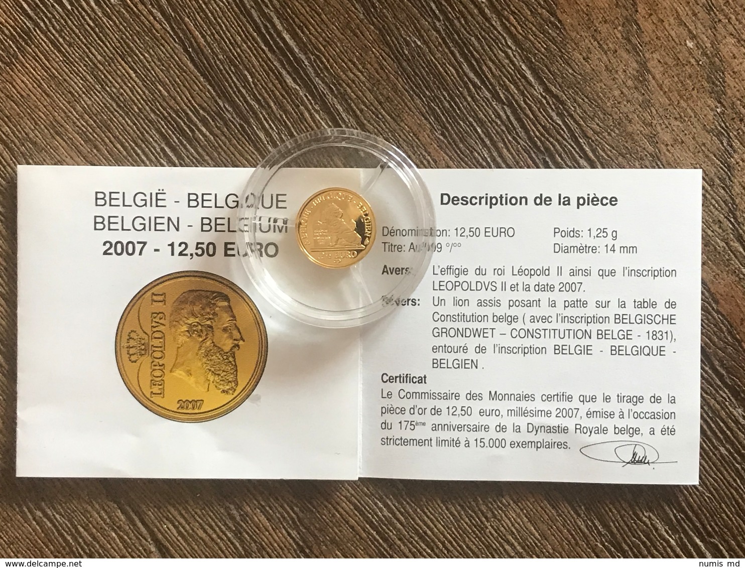 BE33 12,5 EURO 2007 Léopold II *QP* Quality Proof + CERTIFICAT D'origine ! - Belgique