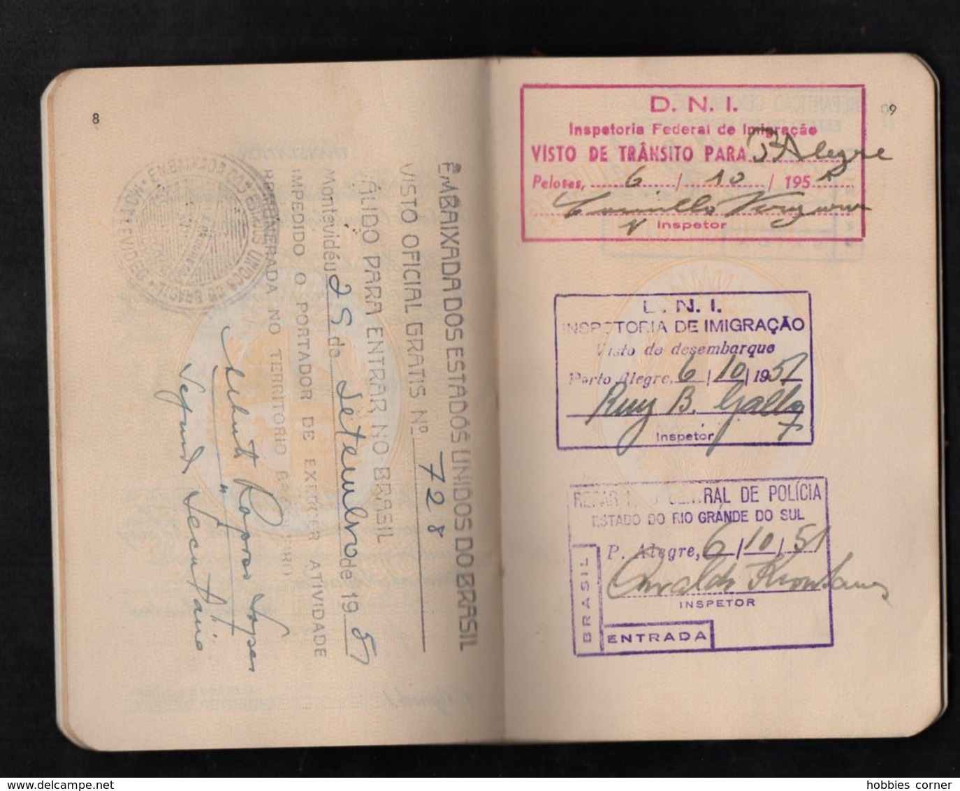 HC 1951 URUGUAY SPECIAL OBSOLETTE PASSPORT  W/o PHOTO & STAMPS 4 REVENUES & 1 VISA - Historical Documents