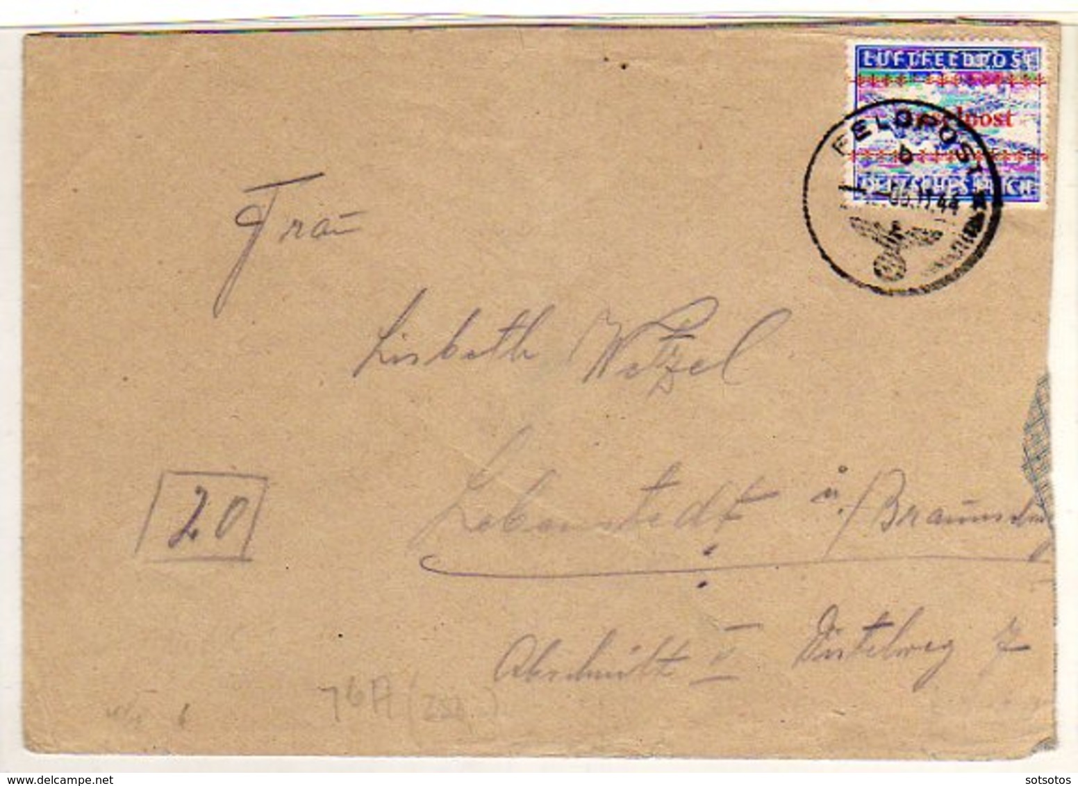 CRETE 5.11.1944: GERMAN OCCUPATION Surcharged INSELPOST German Air Post Stamp On Cover (M #7 - Hellas #1)  Extremely Rar - Creta