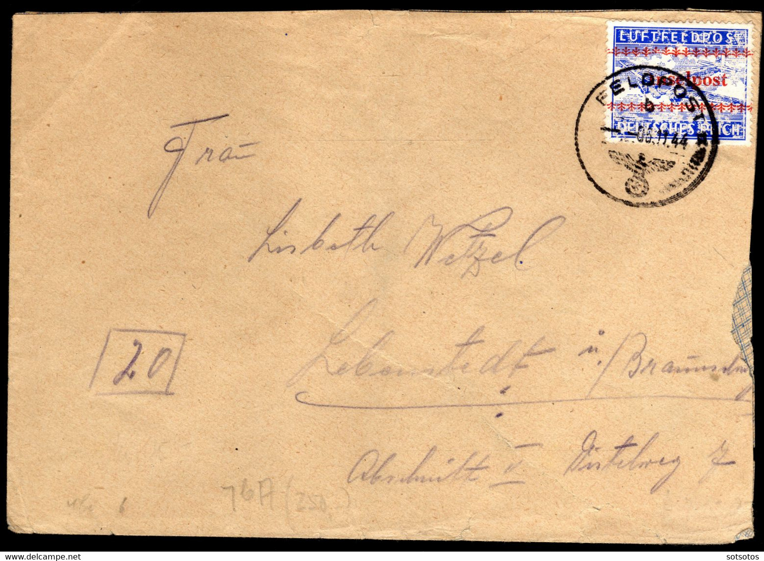 CRETE 5.11.1944: GERMAN OCCUPATION Surcharged INSELPOST German Air Post Stamp On Cover (M #7 - Hellas #1)  Extremely Rar - Crète