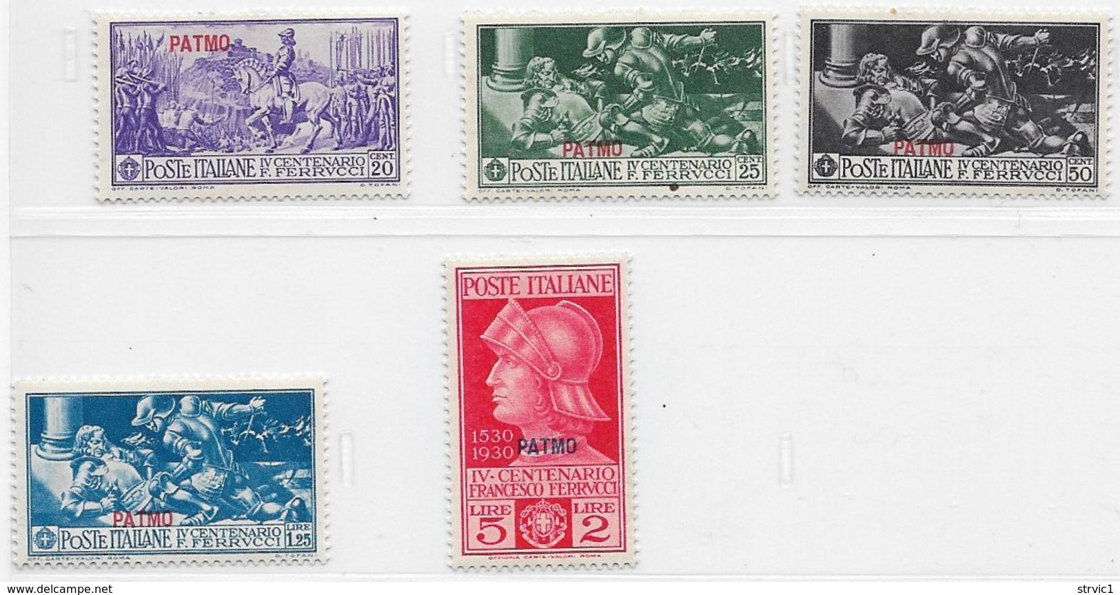 Italy Aegean Islands Patmo, Scott # 12-6 Mint Hinged Ferrucci Set Italy Stamps Overprinted, 1930 - Aegean (Patmo)