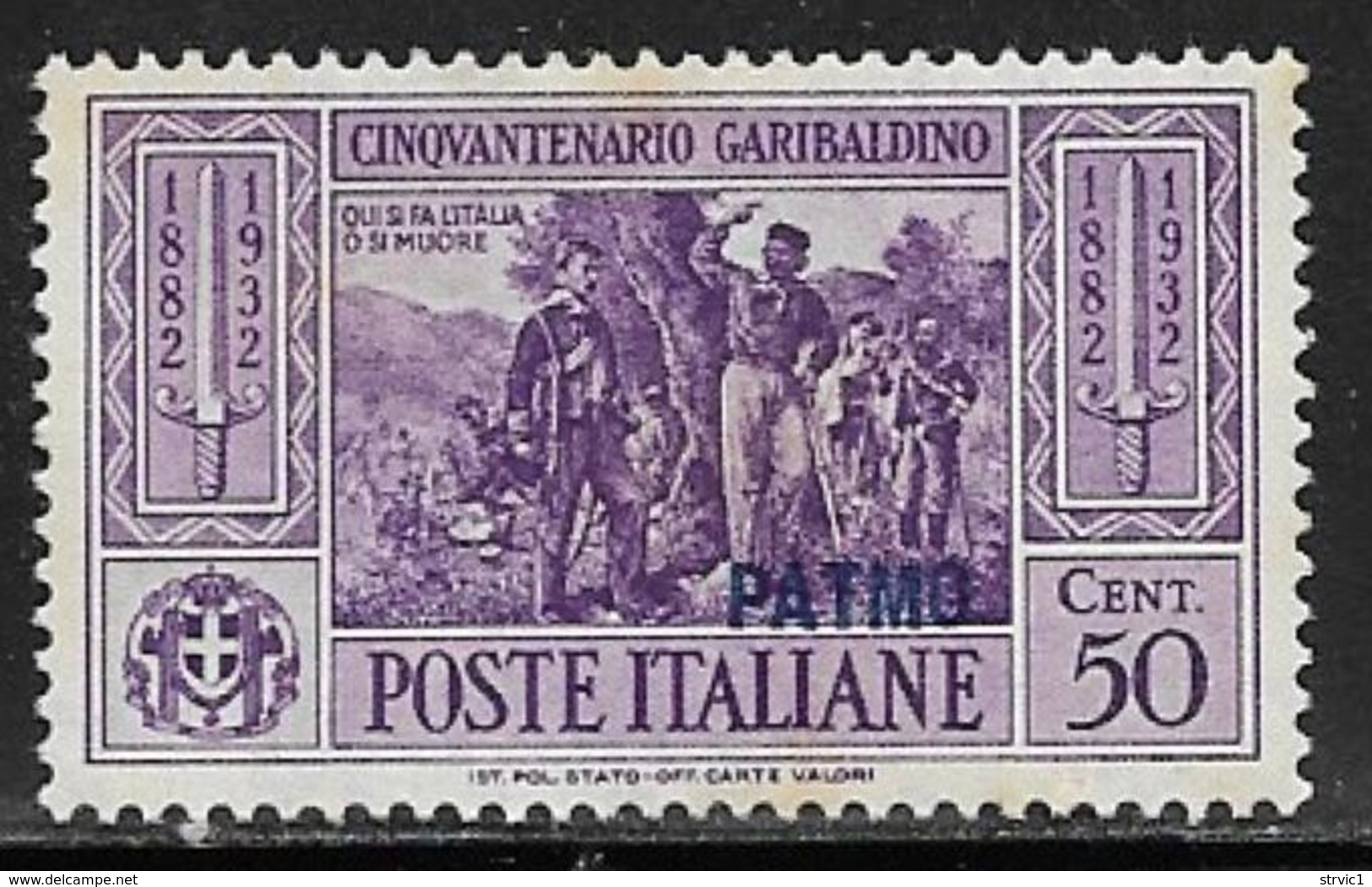 Italy Aegean Islands Patmo, Scott # 21 Mint Hinged  Italy Garibaldi Stamp Overprinted, 1932 - Aegean (Patmo)