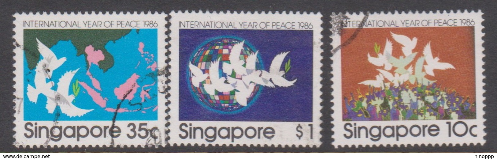 Singapore 547-549 1986 International Year Of Peace, Used - Singapore (1959-...)