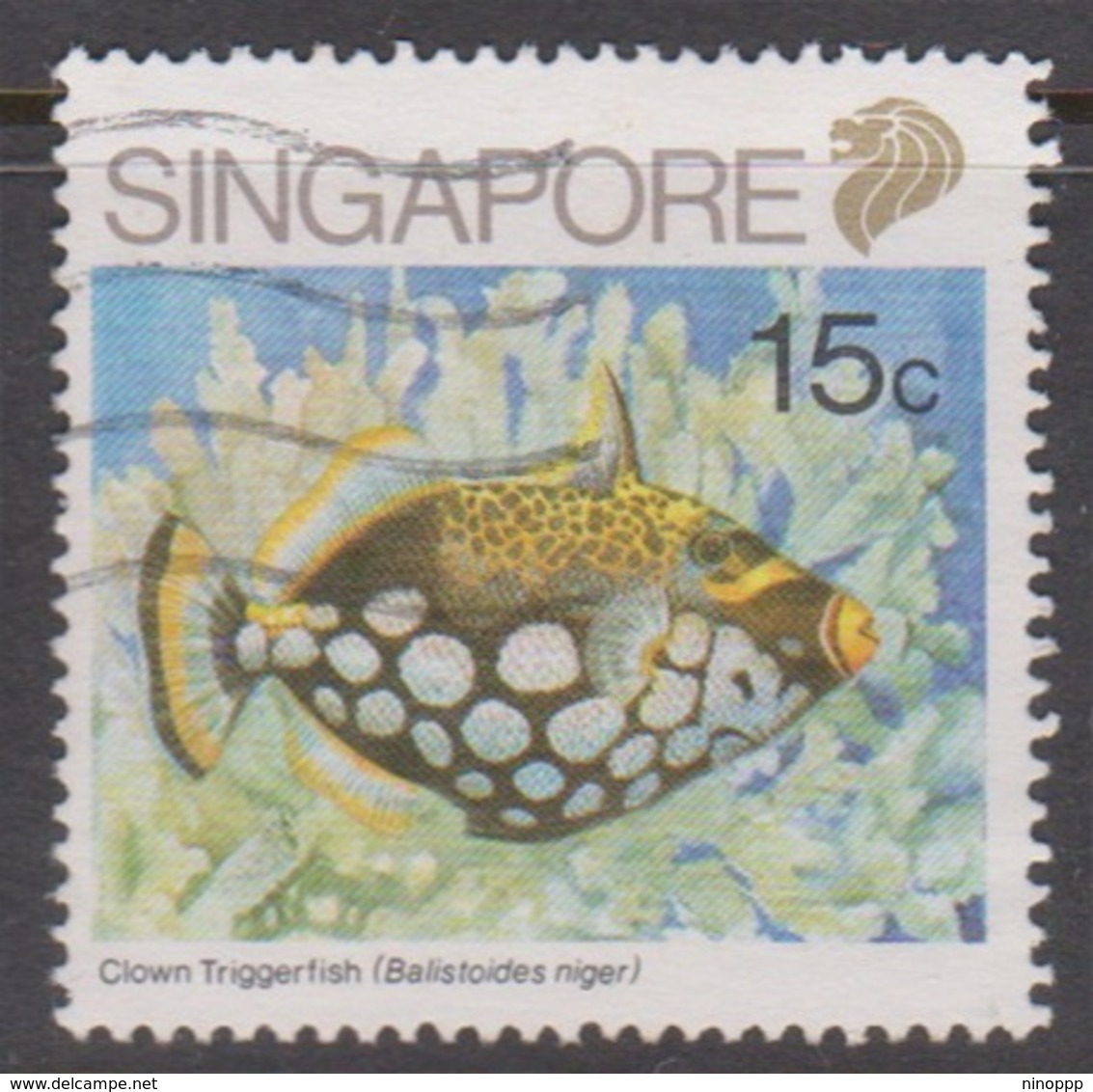 Singapore 606 1989 Fish 15c Clown Trighgerfish, Used - Singapore (1959-...)